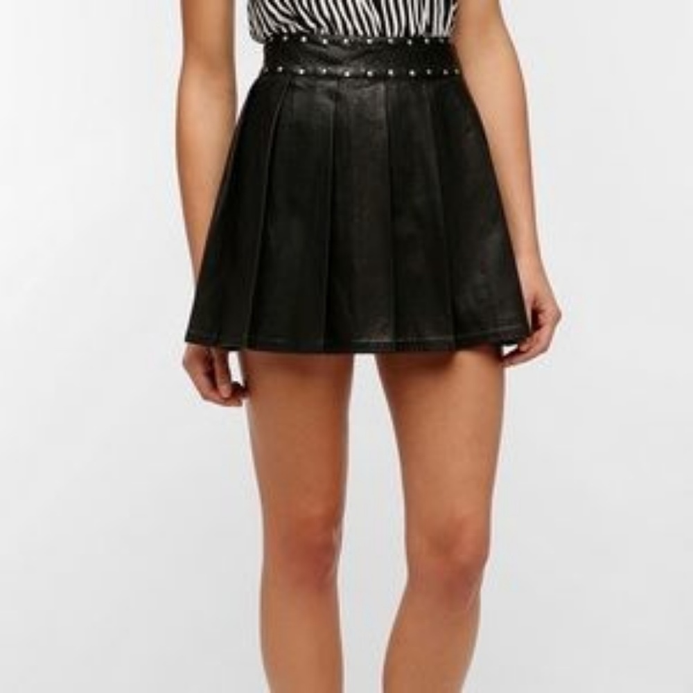 UO Studded Plated Faux Vegan Leather Skirt